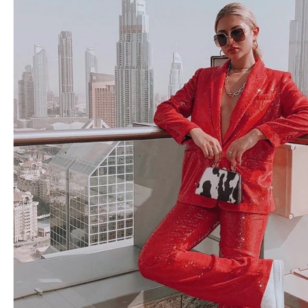 Red Sequin suit !!! gorgeous!!! Perfect for New Years.